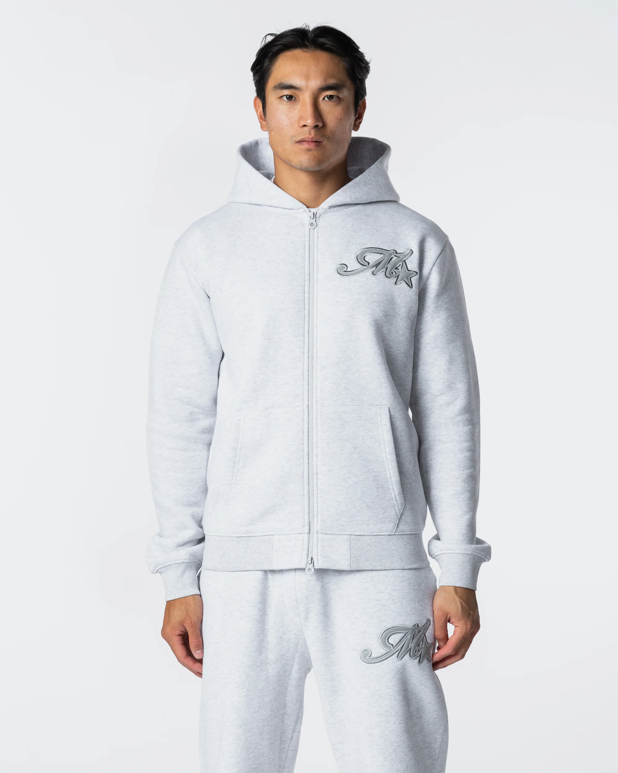 Runway Full Zip Hoodie Grey Marl - Image 3