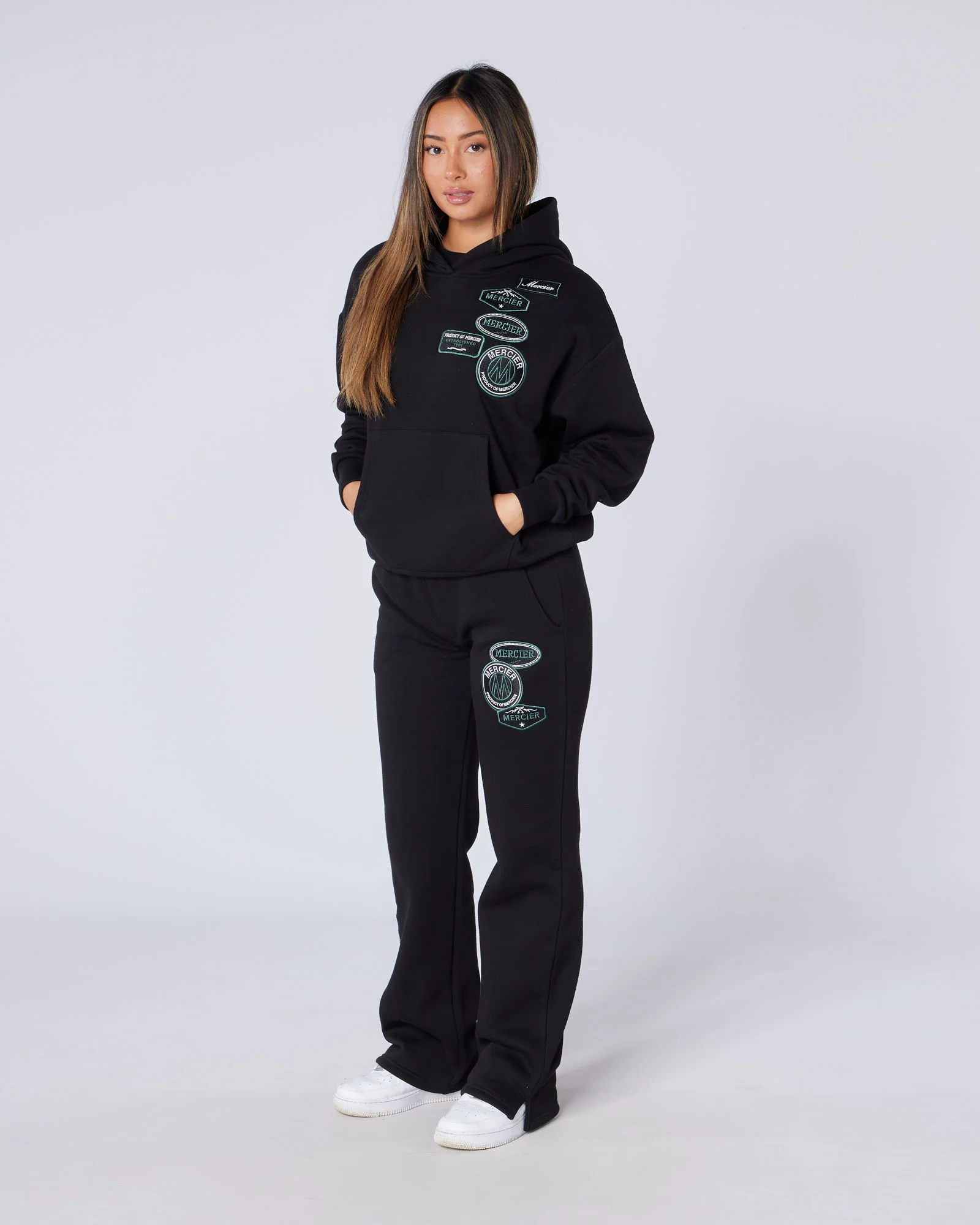 Womens Two Tone OG Badge Hoodie Black - Image 3