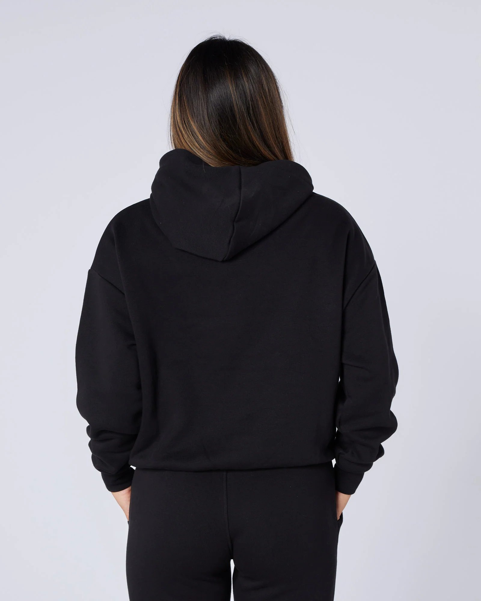Womens Two Tone OG Badge Hoodie Black - Image 4