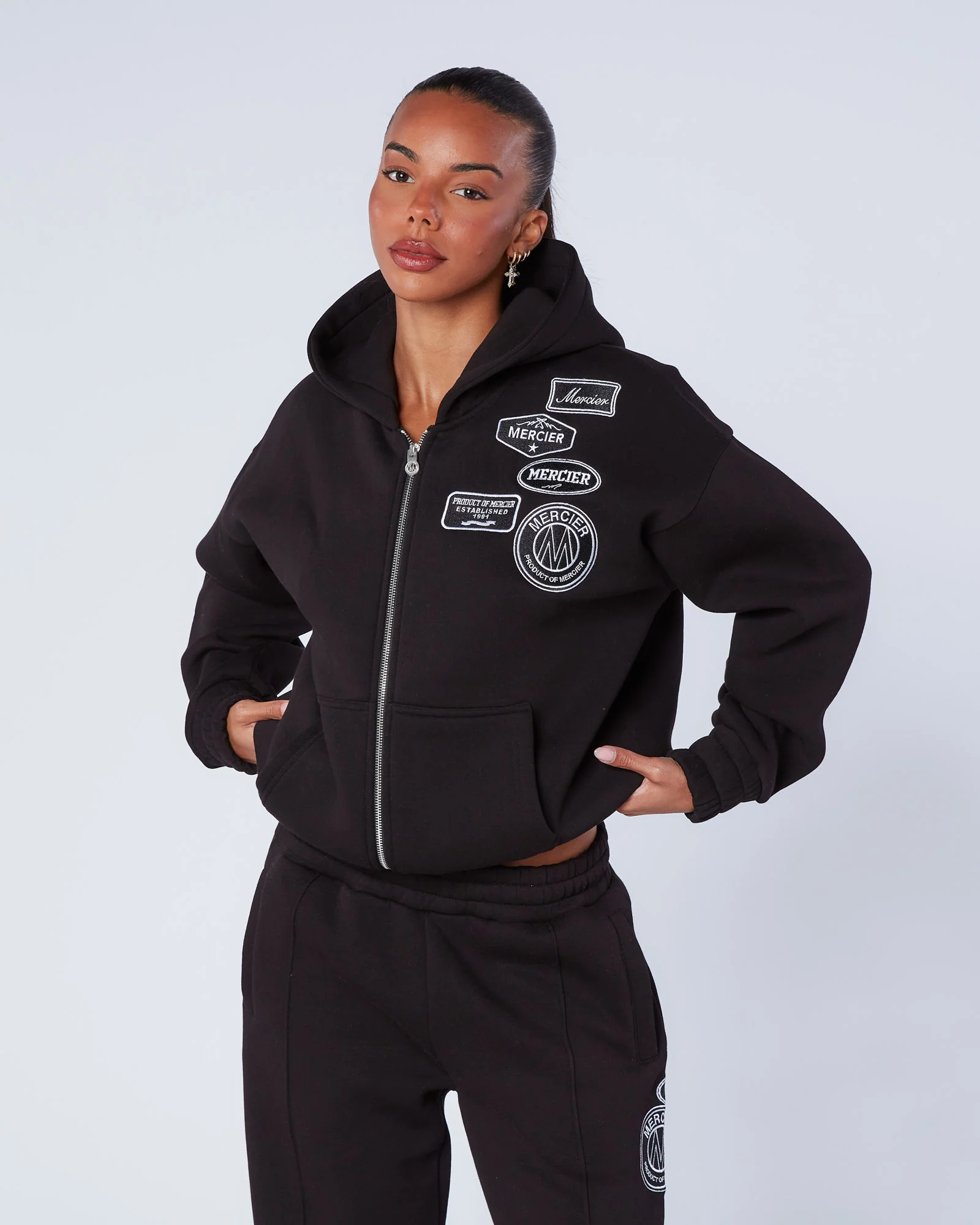 Womens Mono OG Zip Hoodie Black - Image 4