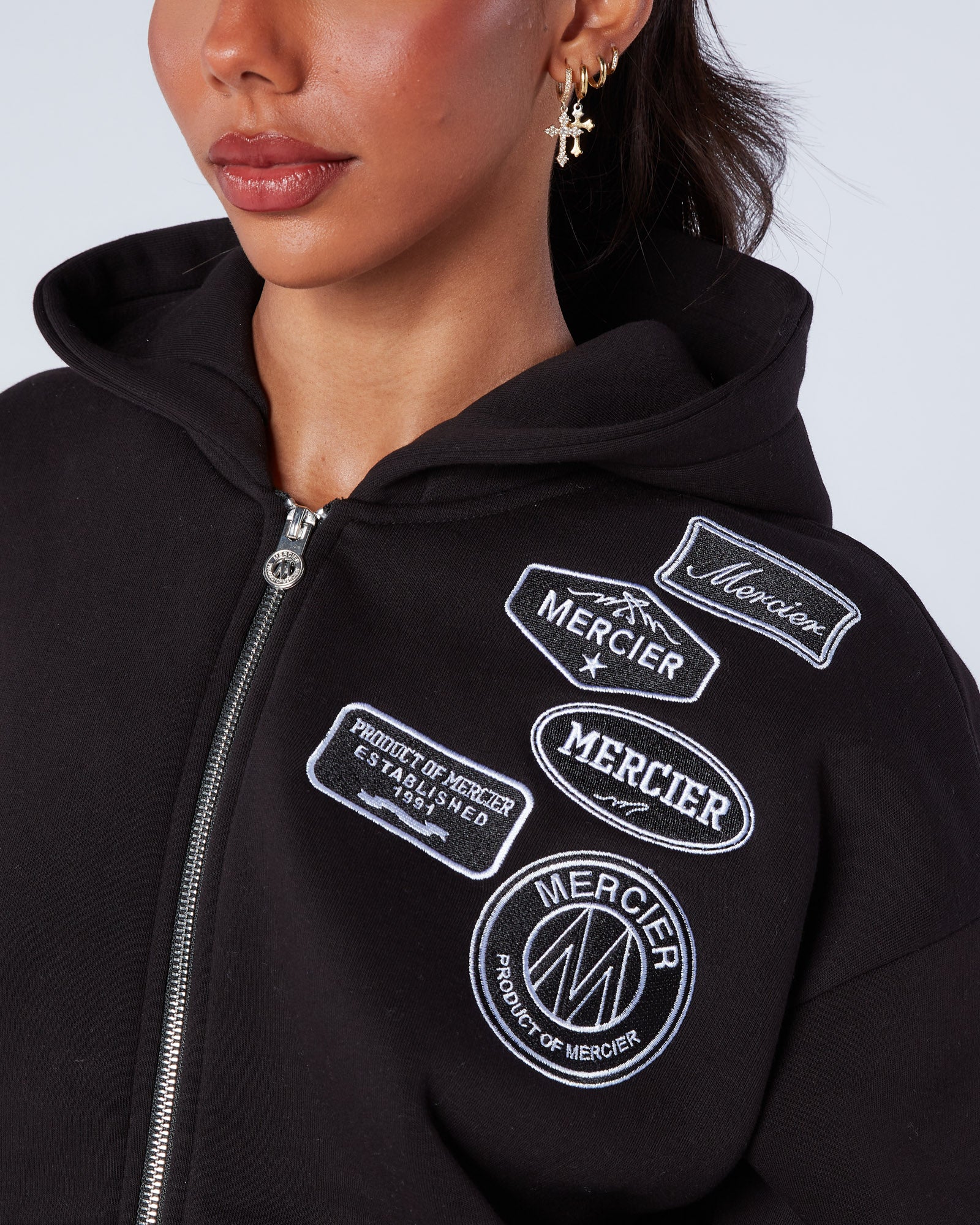 Womens Mono OG Zip Hoodie Black - Image 5