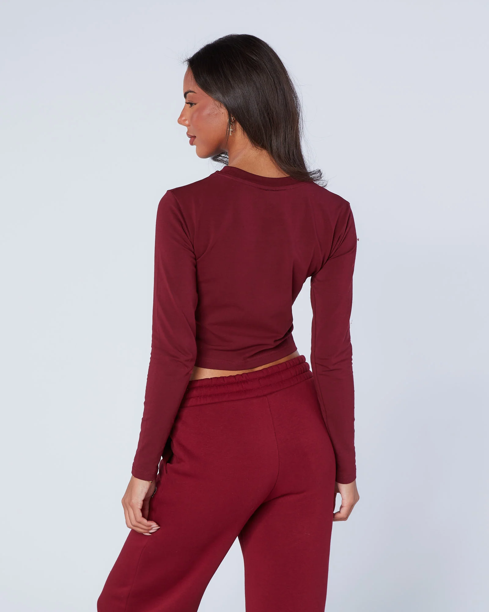 Womens Player LS Tee Maroon - Image 5