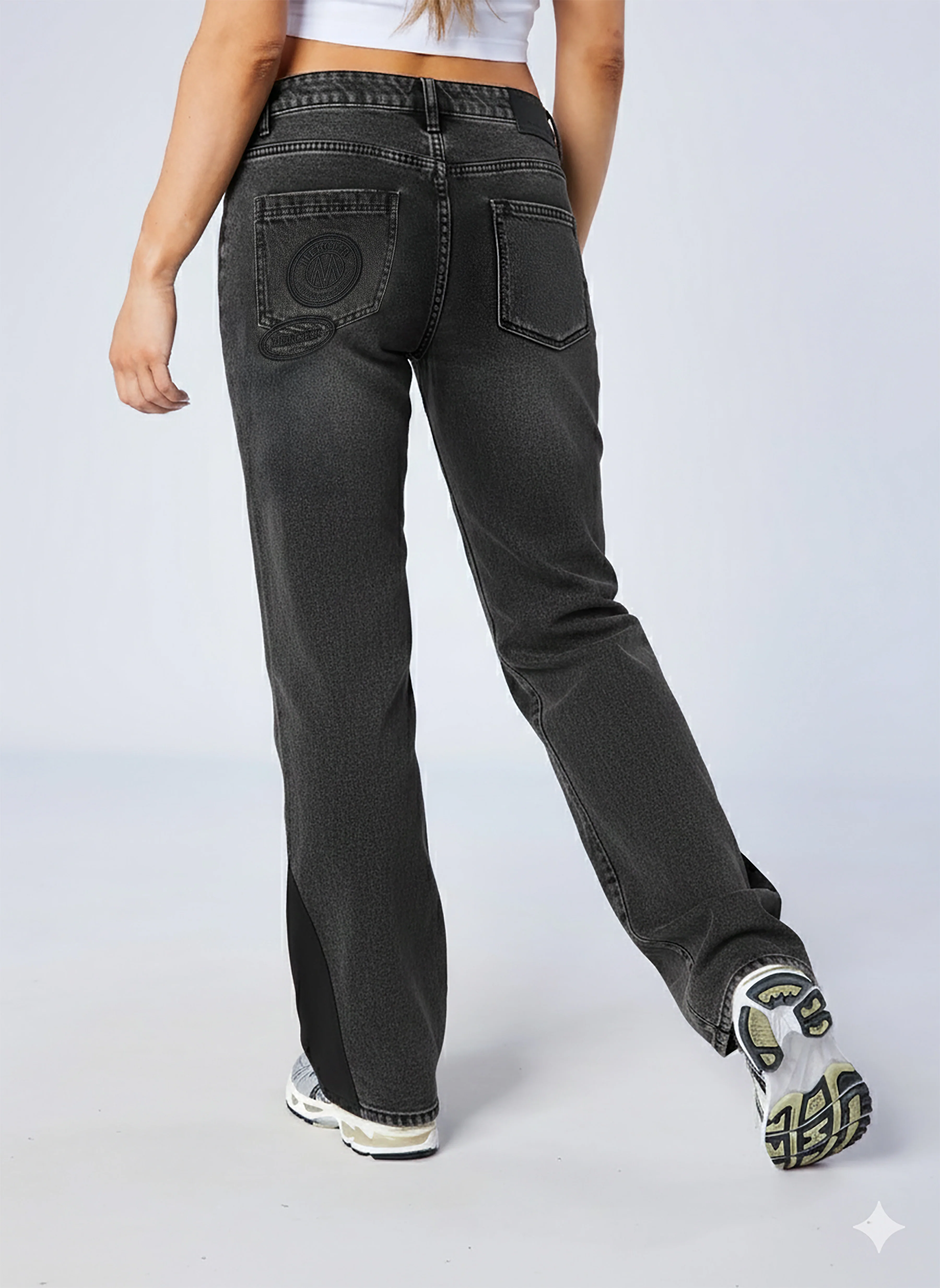 Womens Raw Edge Denim Jeans Black - Image 5