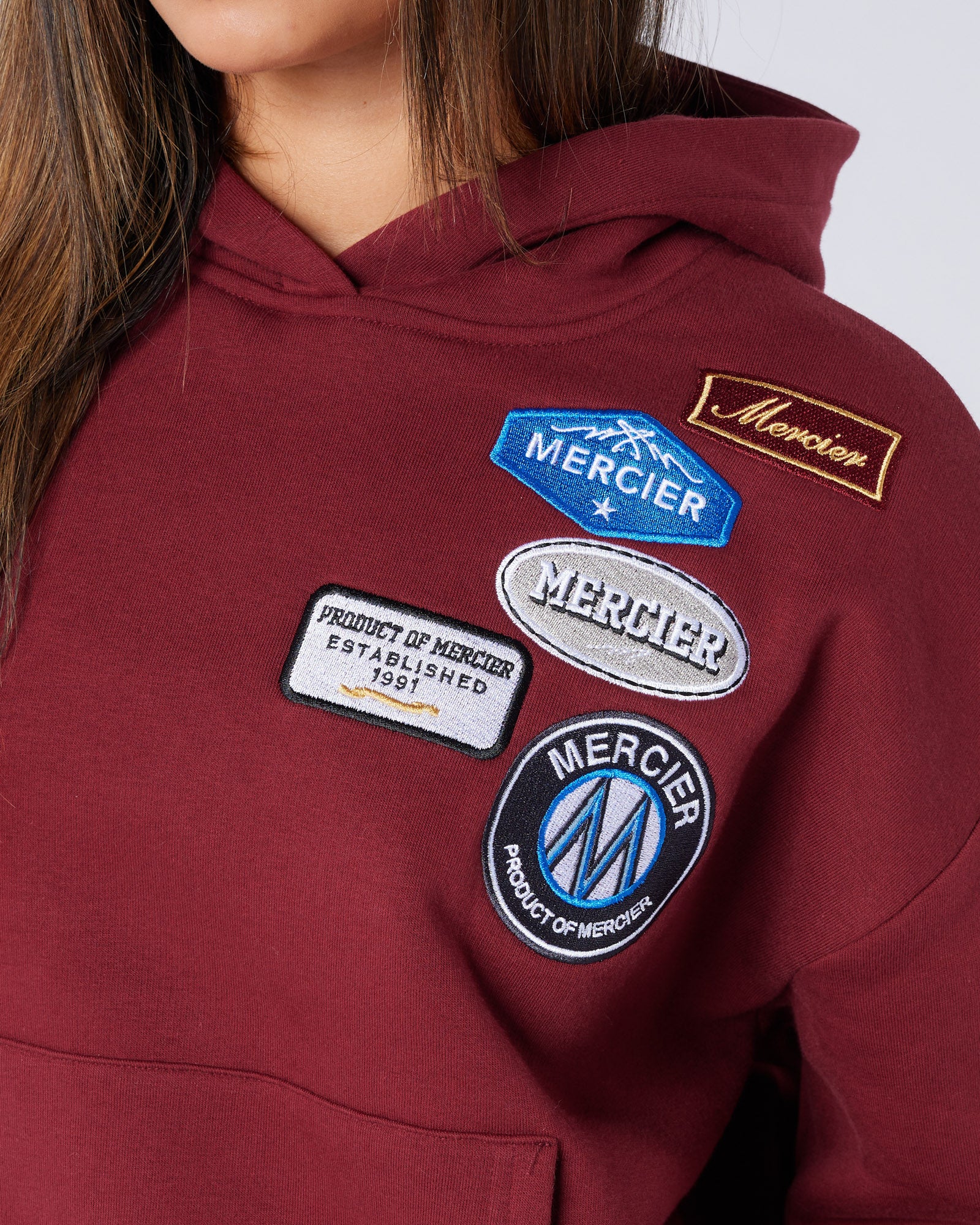 Womens Relaxed OG Badge Hoodie Cabernet - Image 3