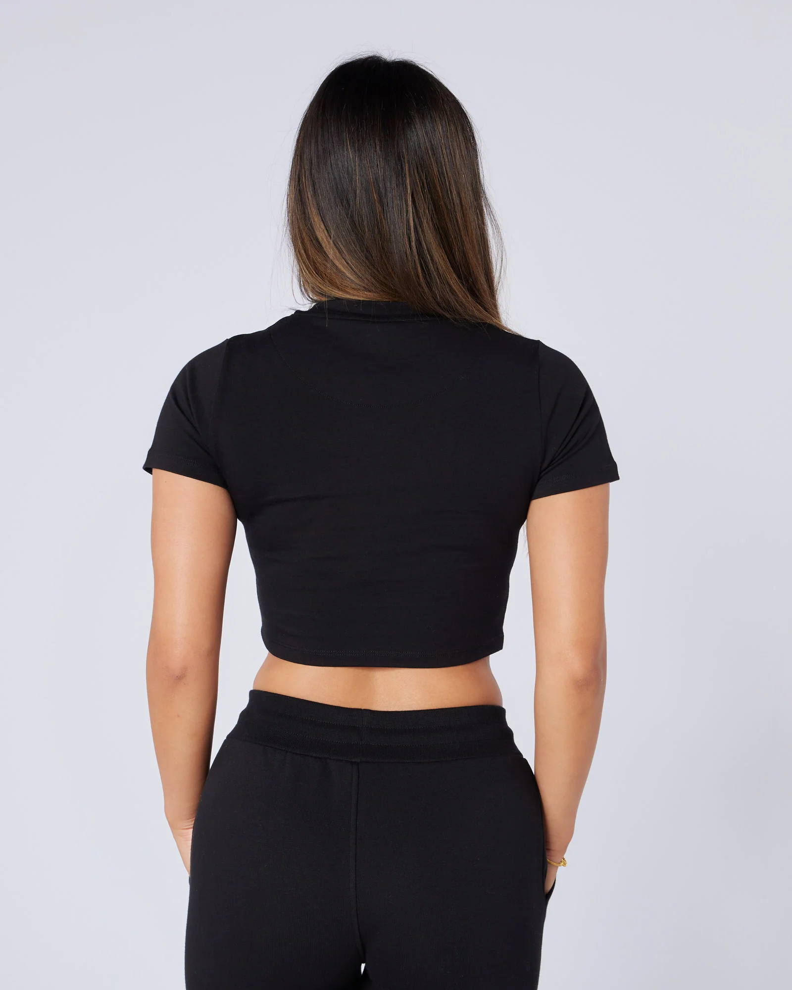 Womens Two Tone Baby Tee Black - Image 4